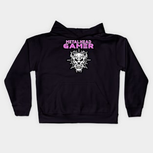 Metalhead Gamer Demon Skull Pink Kids Hoodie